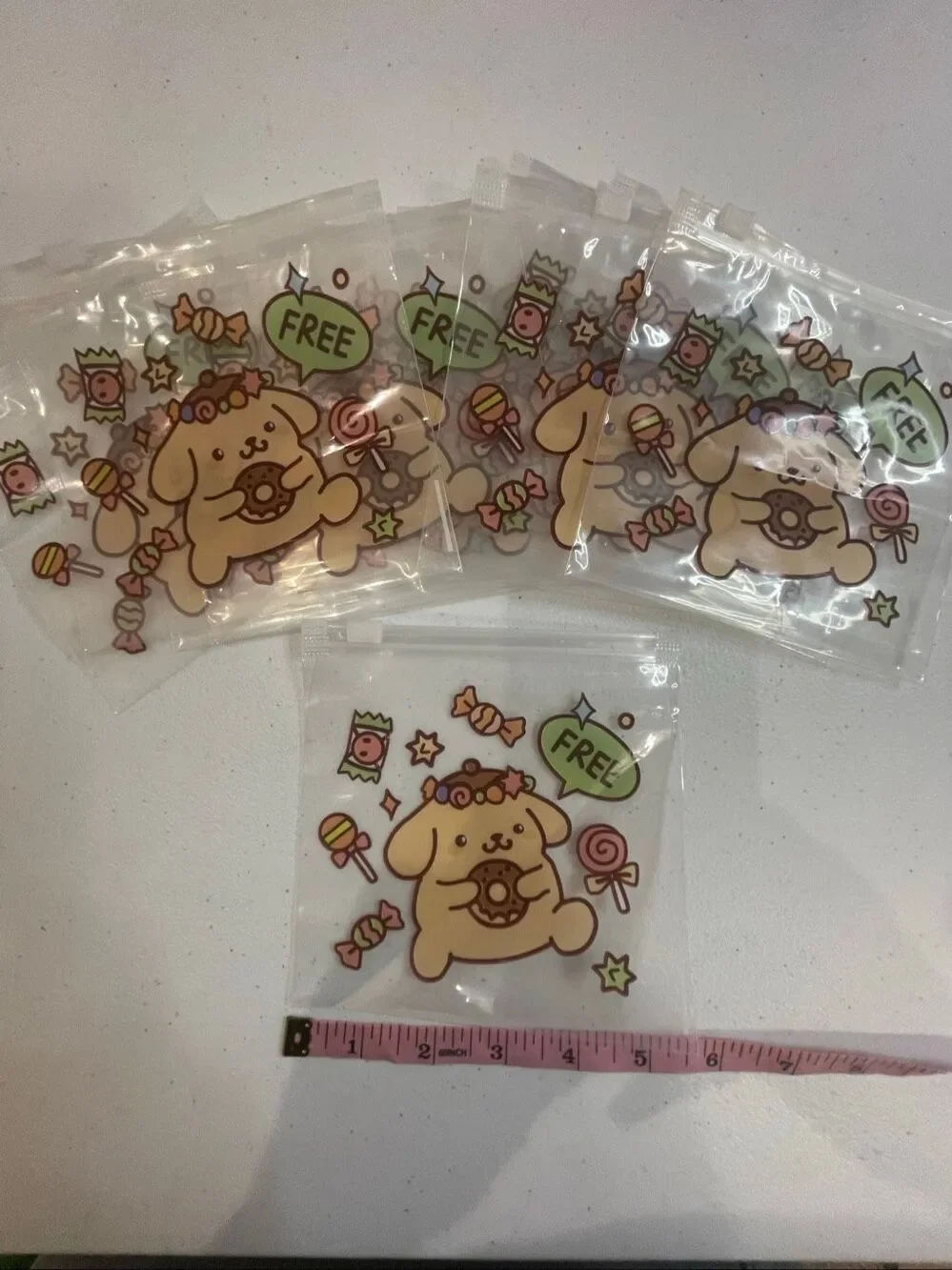 Sanrio Pompompurin Fancy Zip Bags 12 Pack 5” Clear Resealable Bags